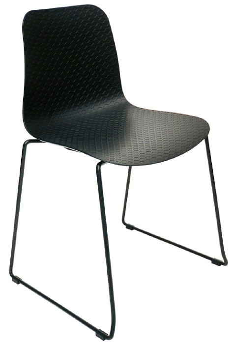 Dk Emboss Black Sled Visitor Chair Ideal Furniture